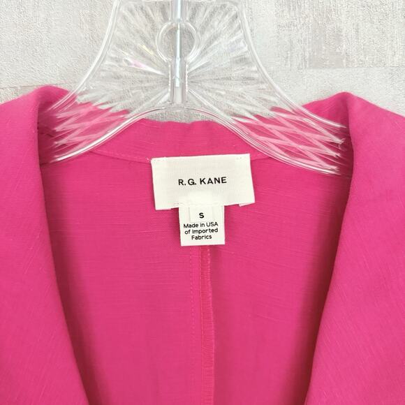 R.G. Kane Alex Mini Dress Small Pink Linen Blend Twist Waist Collared Beachy - Picture 3 of 11